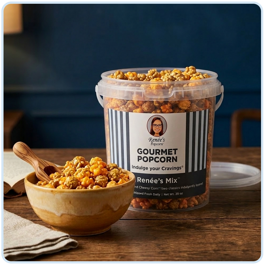 Cheesy Corn™ Connoisseur Popcorn 1.1 Gallon Plastic Bucket – Renée's ...